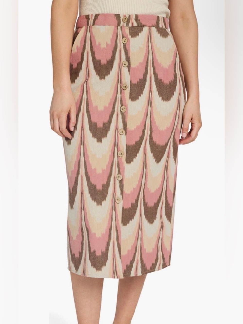 Faherty Whitley Midi Skirt Organic Cotton Desert Ikat Button Down Small NWT
